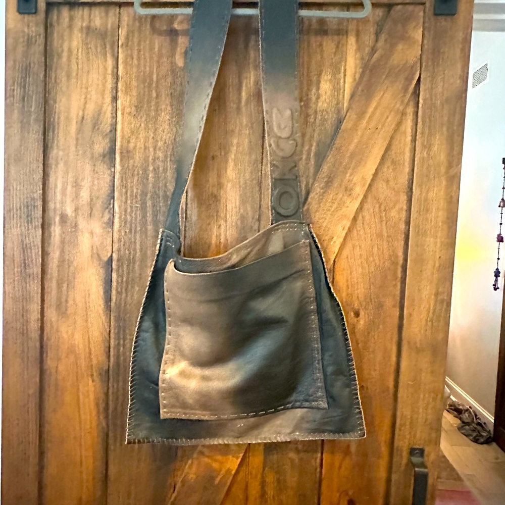 Brown Leather unisex cross body bag by Muxo